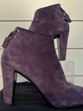 The Original Car Shoe Purple Suede Booties Boots Tassels Size EU 37 US 6